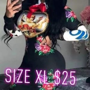 Women's long sleeve angel print bodycon dress